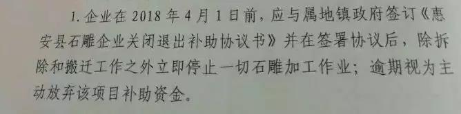 福建惠安縣石雕企業(yè)關(guān)閉退出的補(bǔ)助方案