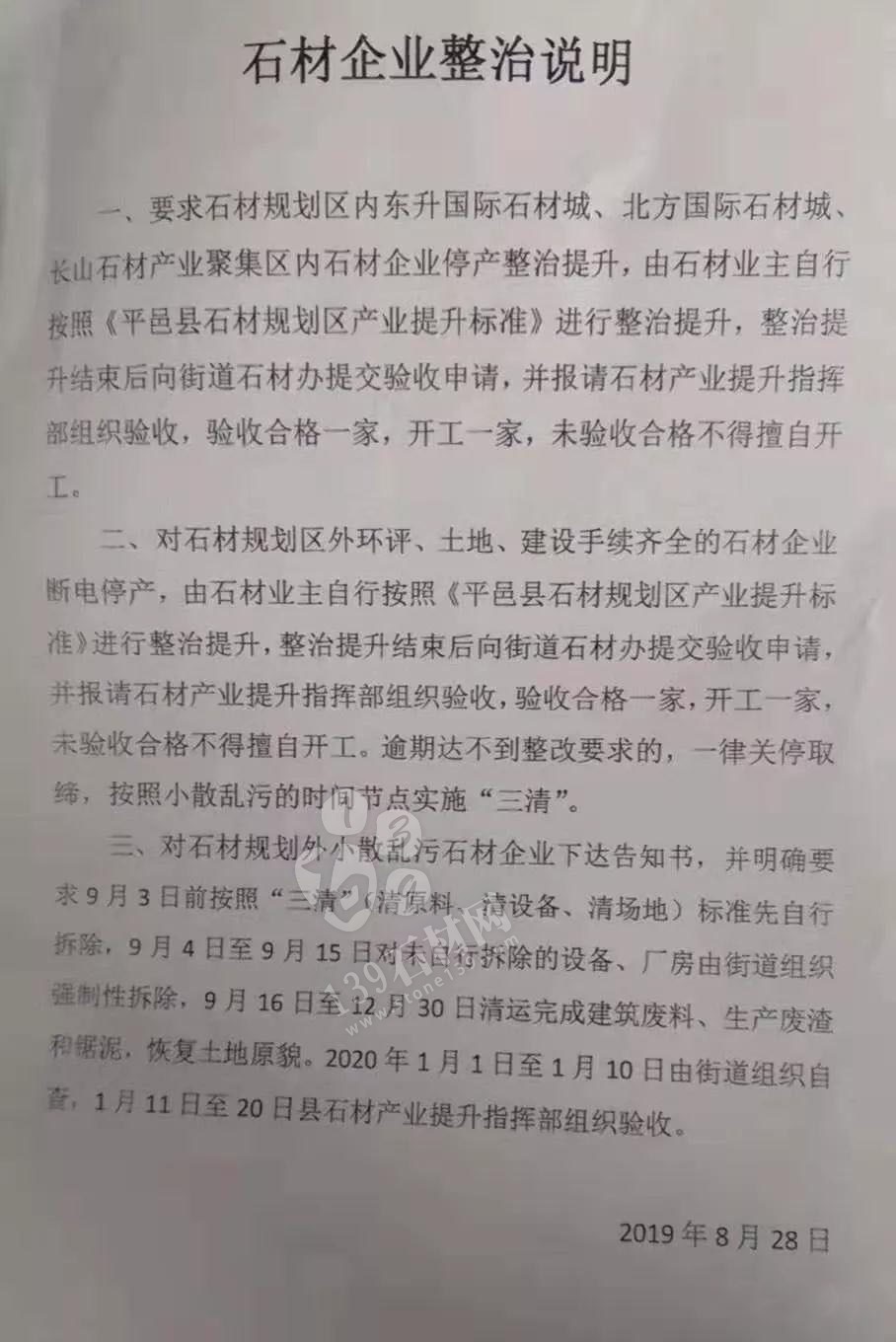 山東平邑石材“三清”（清原料、清設(shè)備、清場地），未自行拆除，將組織強(qiáng)制性拆除 